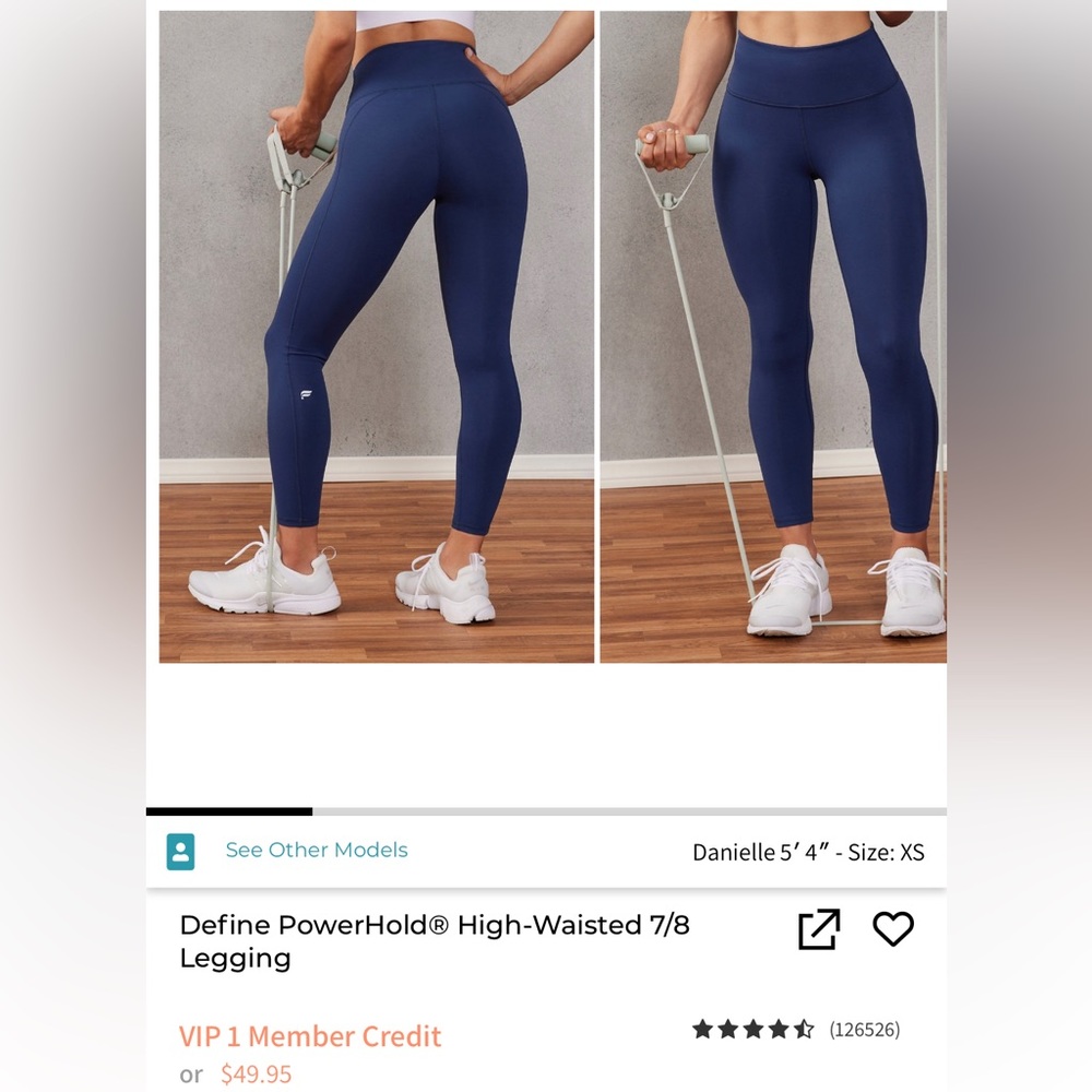 Fabletics Define Powerhold High Waisted 7/8 Leggings Blue